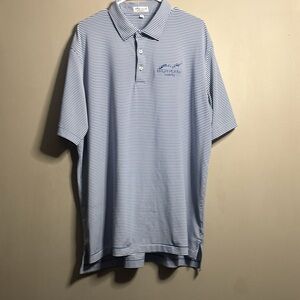 Peter Millar Summer Comfort High Point Logistics Blue Striped Polo Shirt XL